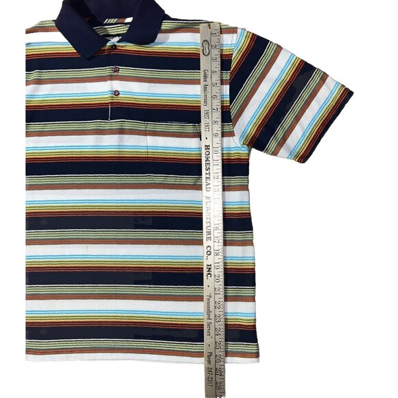 Red Sand Polo Shirt Adult Medium Multicolor Striped Casual Comfy Rugby Mens - Picture 4 of 6